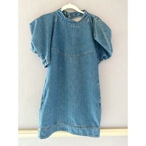 Circus Hotel Denim Puff Sleeve Backless Mini Dress Made in Italy Size 40